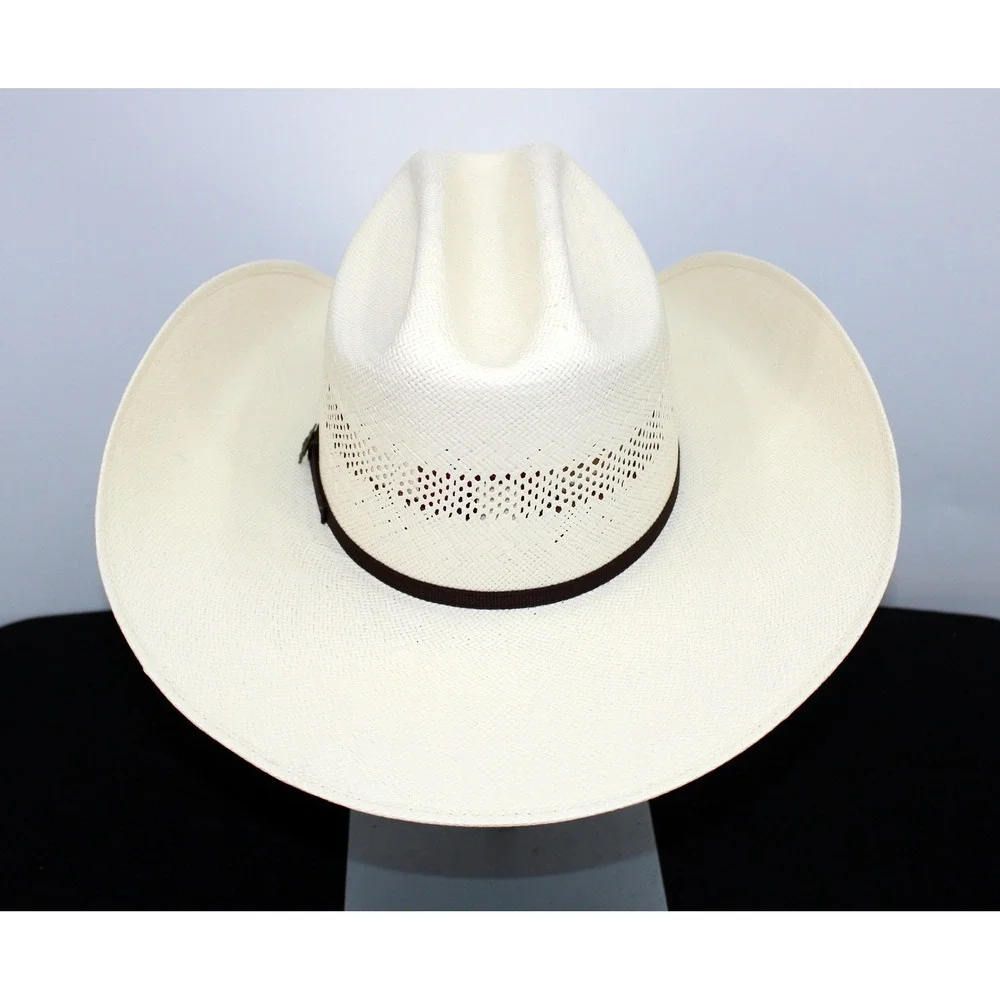 Tecovas Mens Straw Cowboy Hat White Vented Cattleman Crease Size 6 7/8 55 Mexico - Picture 3 of 9